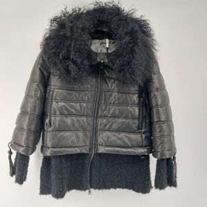 Roncarati lamb leather quilted bomber jacket with Alpaca Trim